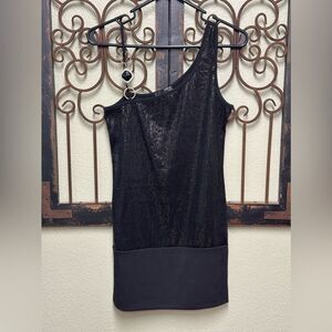 Black Sequin off the shoulder mini dress